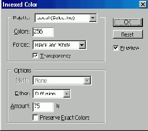 
Преобразование
изображения в режим Indexed Color
